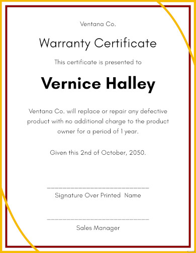 Warranty Certificate Template - 24+ Word, PDF Documents Download