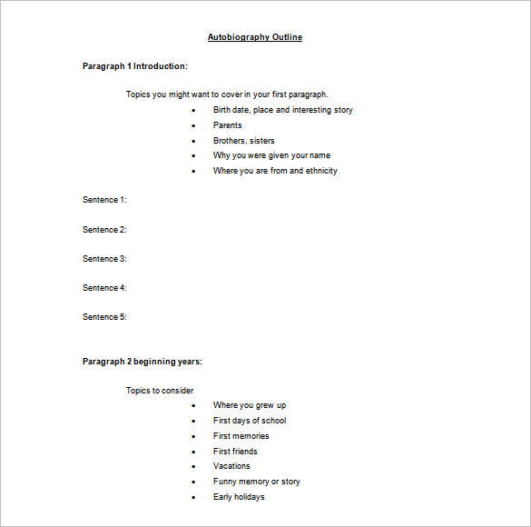 Autobiography essay outline format