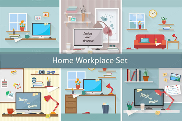 home workplace illustration set
