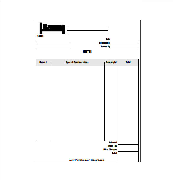 hotel receipt template 19 free word excel pdf format download