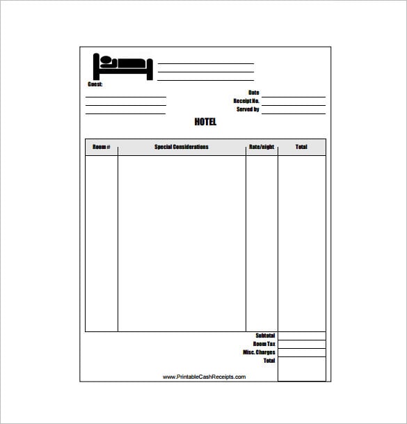 hotel receipt template pdf download