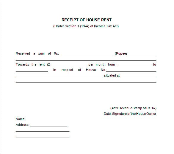 Rent Receipt Template India Pdf Download Superb Receipt Forms