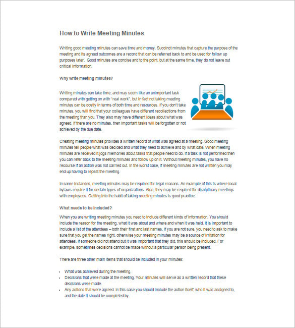 how to write meeting minutes template online