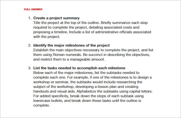 how to do a project outline