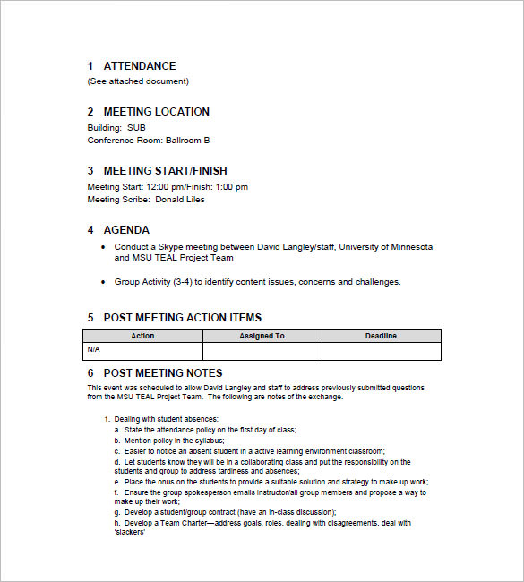 it team meeting minutes template