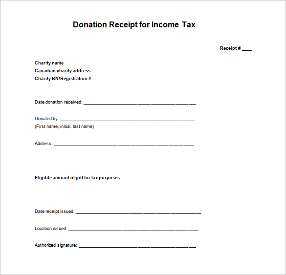 income tax donation receipt word free download