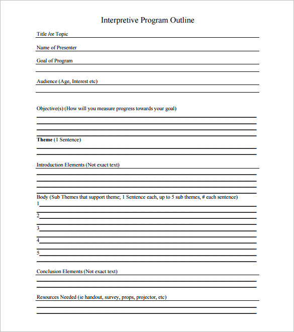 interpretive program outline template free sample