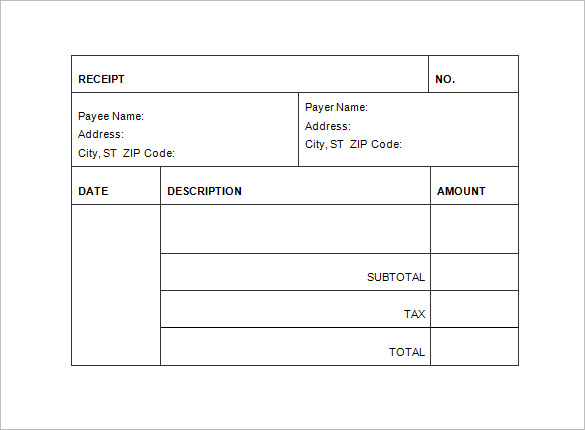 invoice receipt template free word download