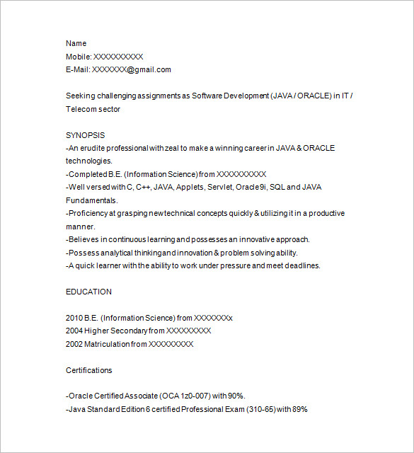 Java Developer Resume Template 14 Free Samples Examples Format Download Free Premium Templates