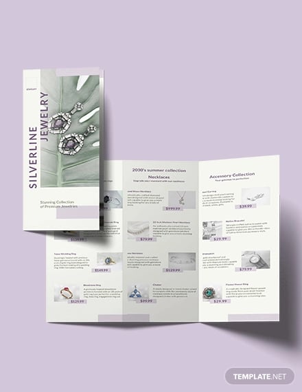 jewelry boutique tri fold brochure template