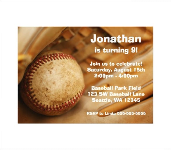 kids baseball birthday party invitation card template download
