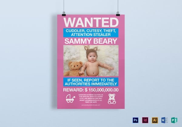 kids wanted poster template