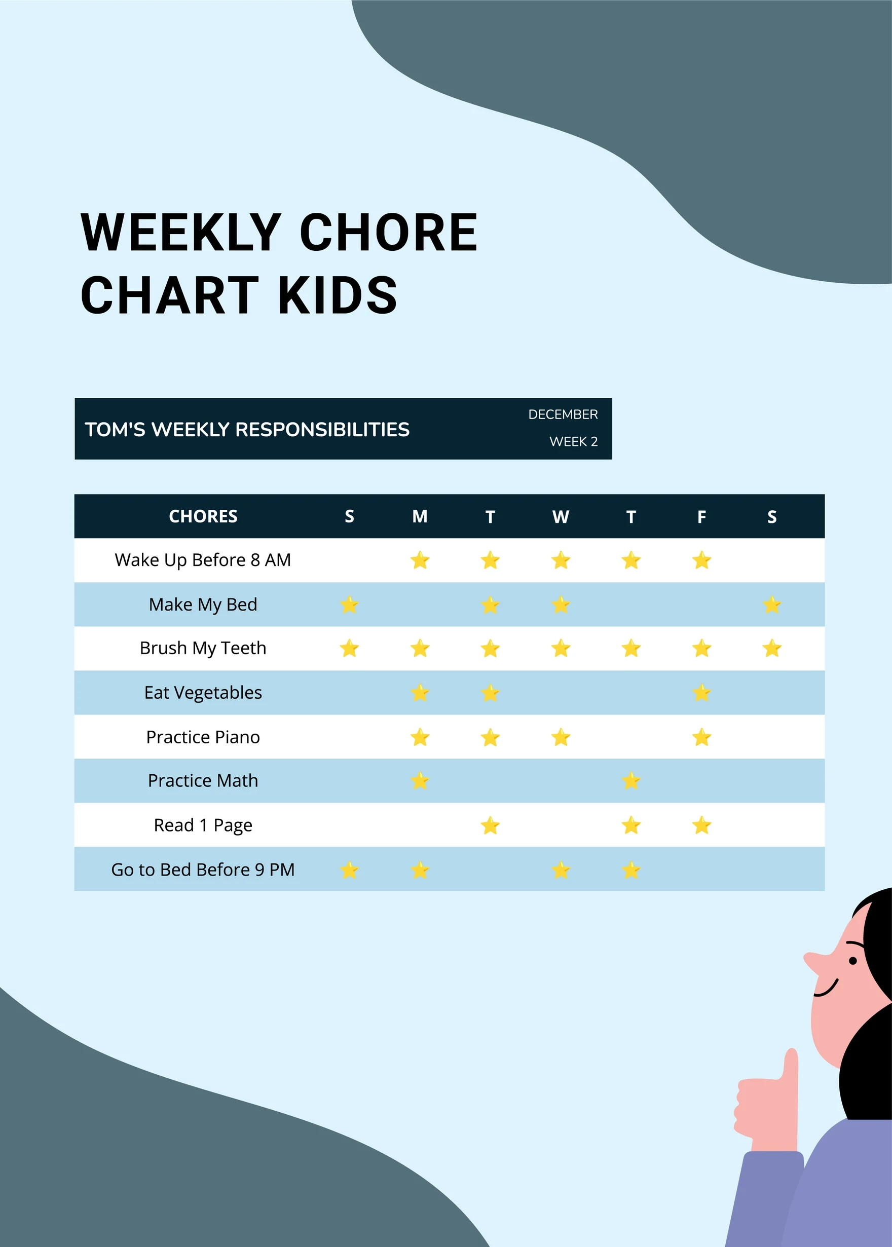 kids weekly chore chart
