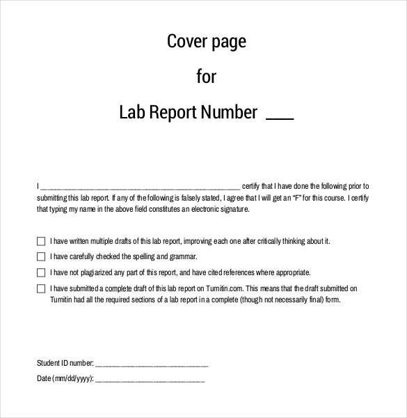 lab report cover page