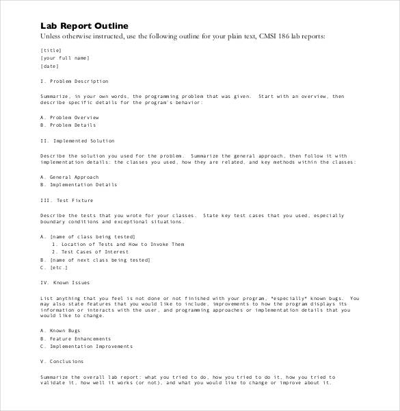 lab report outline template
