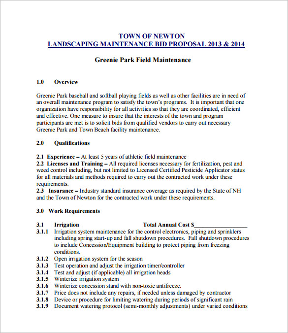 landscaping bid proposal pdf