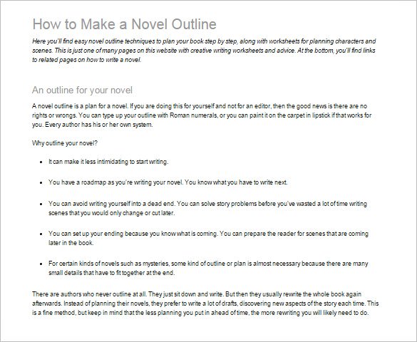 7+ Novel Outline Templates - DOC, PDF, Excel | Free ...