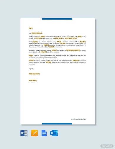 Letter of Recommendation for Graduate School – 19+ Free Word, Excel ...