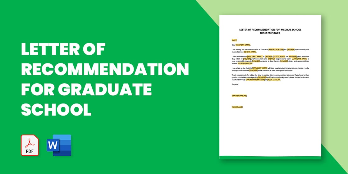 Letter Of Recommendation For Graduate School – 19+ Free Word, Excel, Pdf  Format Download!