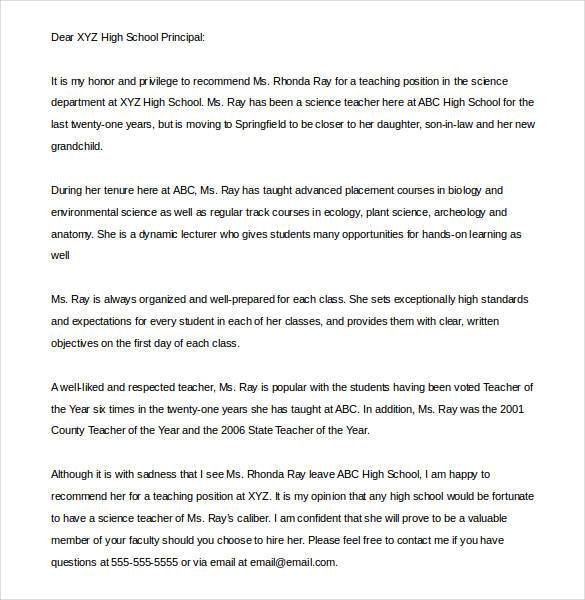 Teacher Letter Of Recommendation Template from images.template.net