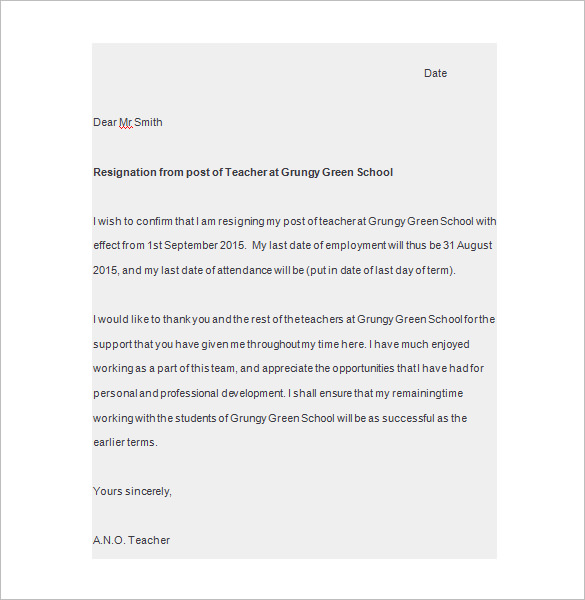 letter of resignation pdf download
