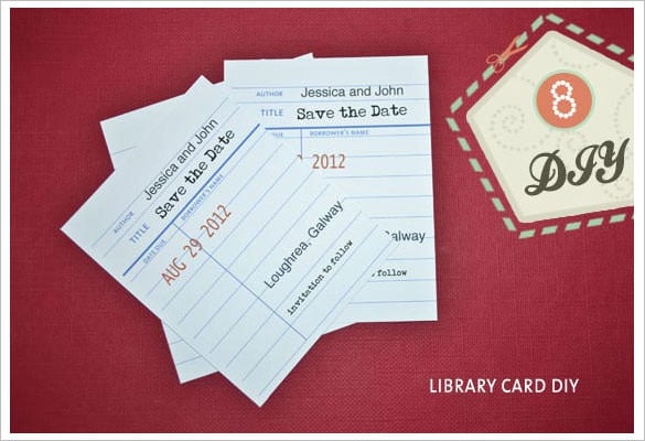 library card save the date free download in word