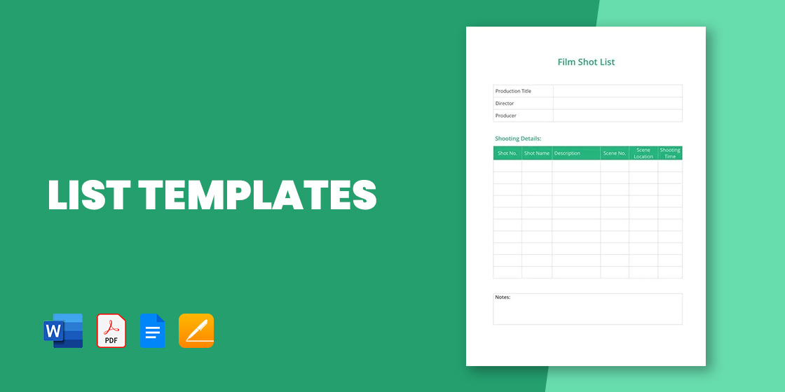 excel template list