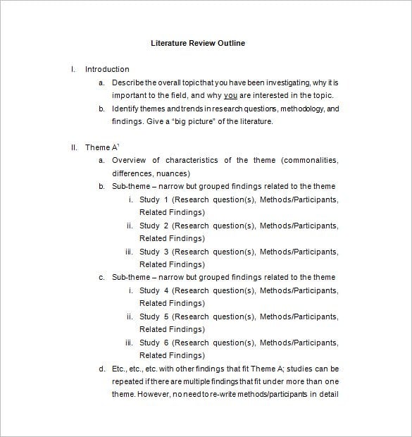 literature review outline format