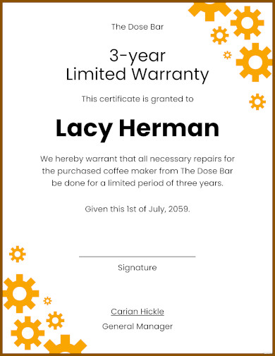 Warranty Certificate Template - 24+ Word, PDF Documents Download