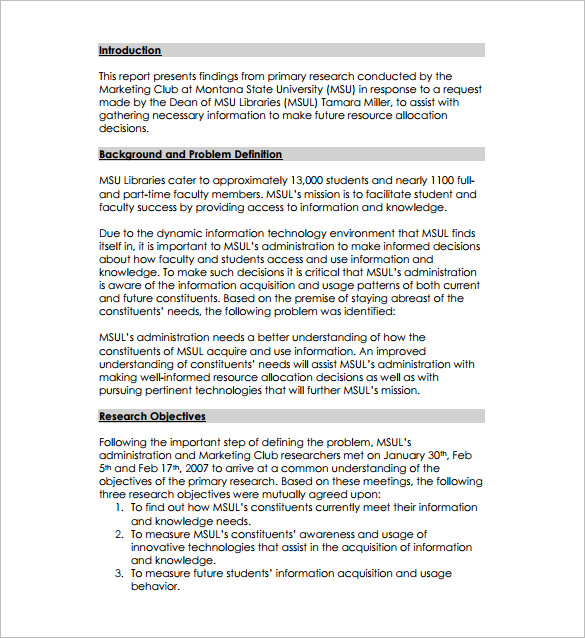 market research proposal objectives