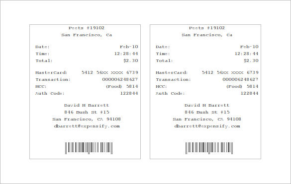 master card electronic receipt template