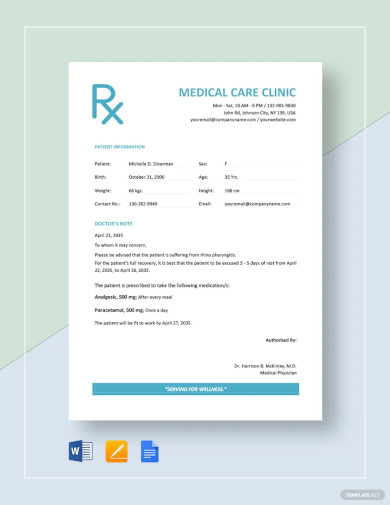 medical doctor excuse note template