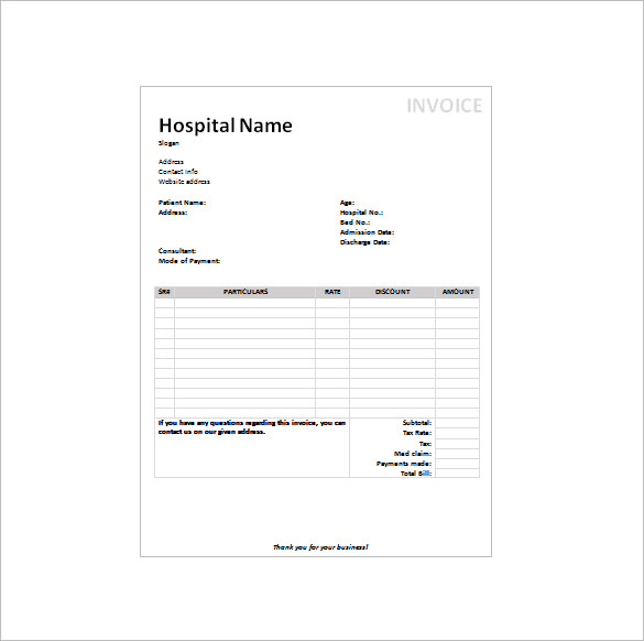 fake medical bills format word