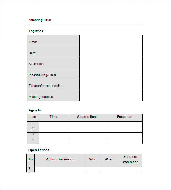 meeting minutes template for word