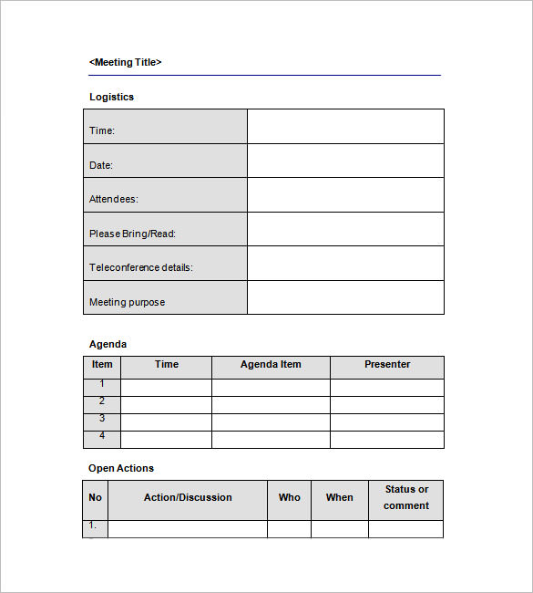 Project Meeting Minutes Template Word