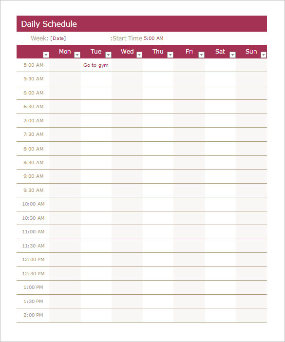 microsoft template excel schedule