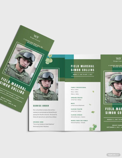 military funeral obituary tri fold brochure template