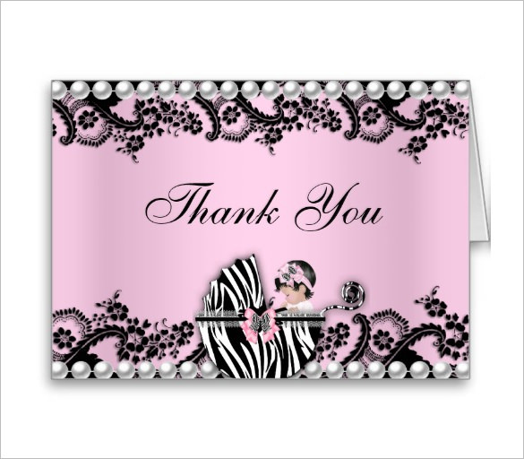 Baby shower THANK YOU card printable with black white color strips theme  for girls or boys, digital jpg pdf, instant download - bs001