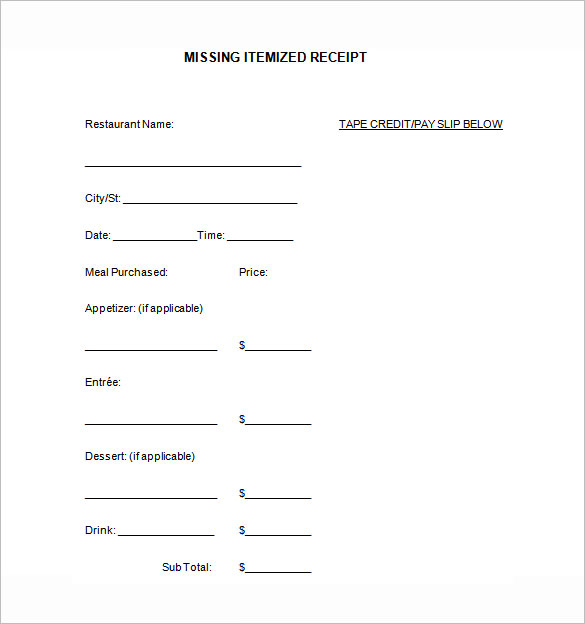 5 itemized receipt templates doc excel pdf free premium templates