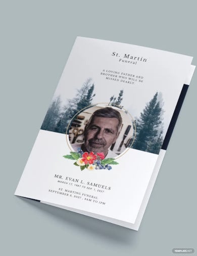 modern funeral obituary bi fold brochure template