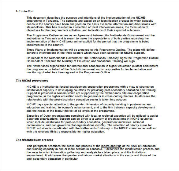 niche-programme-outline-template-pdf-format