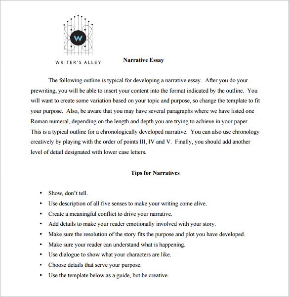 narrative essay outline template free pdf example