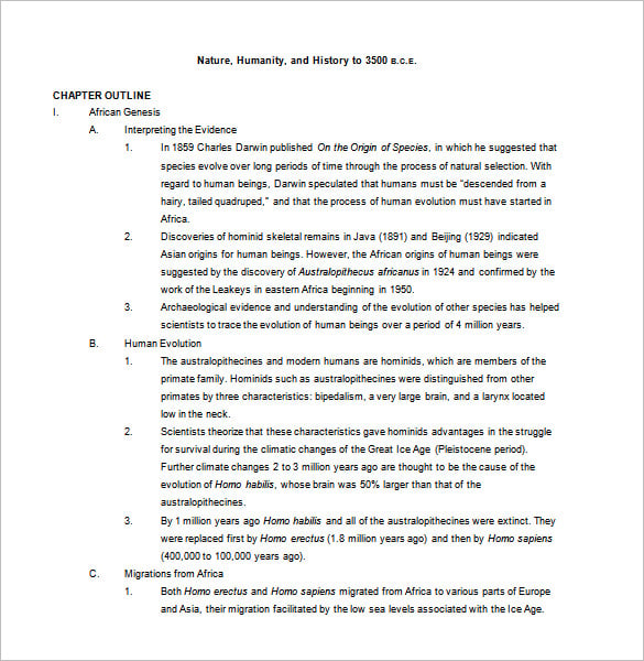 nature chapter outline templates free word format