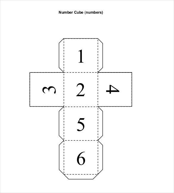 numbered paper cube template