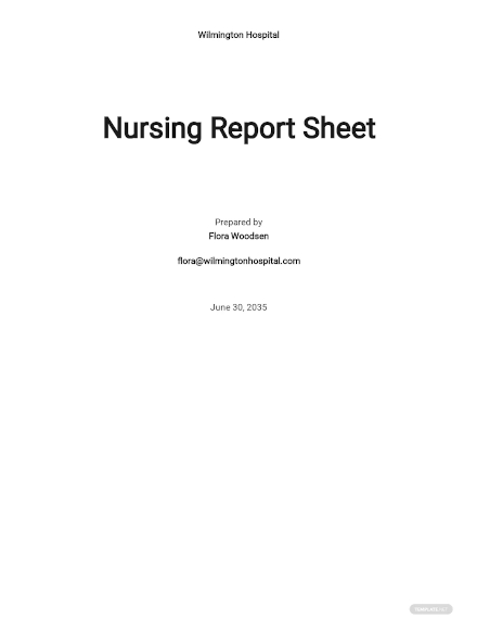 nursing report sheet template