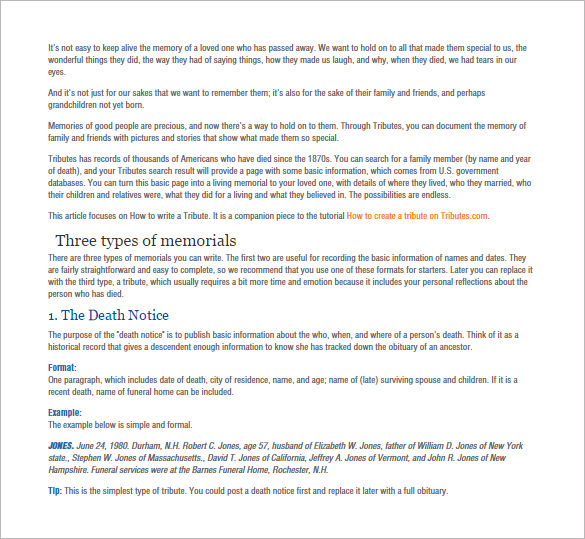 Obituary Writing Template 11+ Free Word, Excel, PDF Format Download!