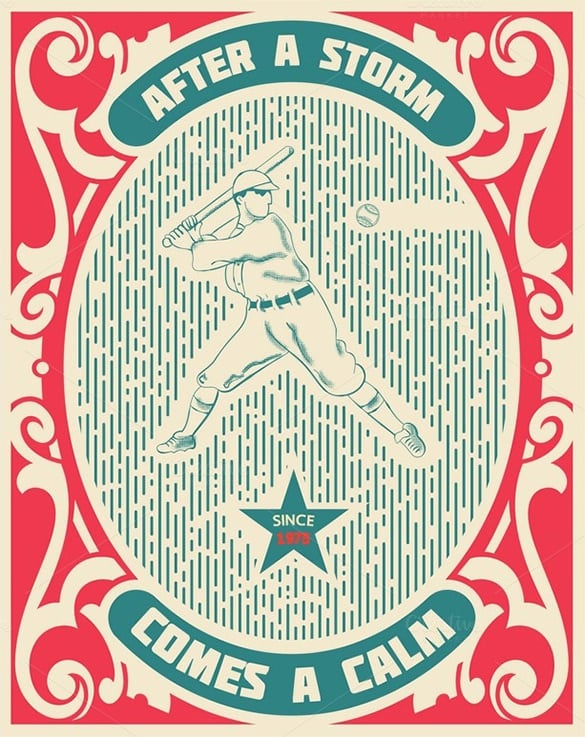 old retro baseball card illustration