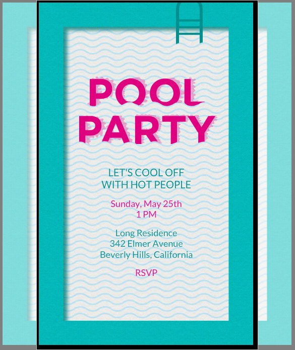 online editable pool party invitation card template