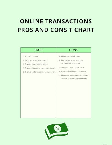 online transactions pros and cons t chart