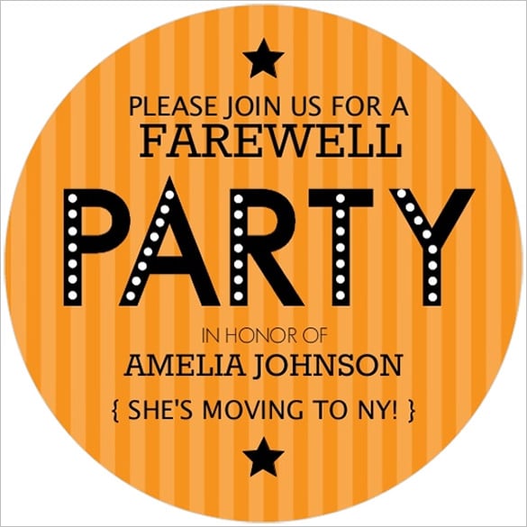 orange stripe farewell party invite download